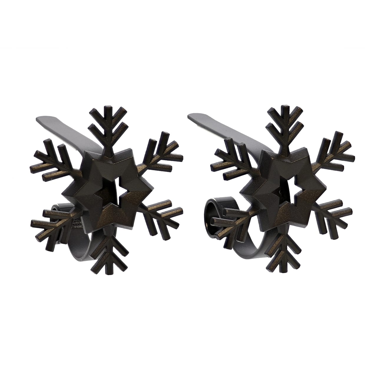 Haute Decor Matte Black Original MantleClips with Snowflake Icon, 2ct.
